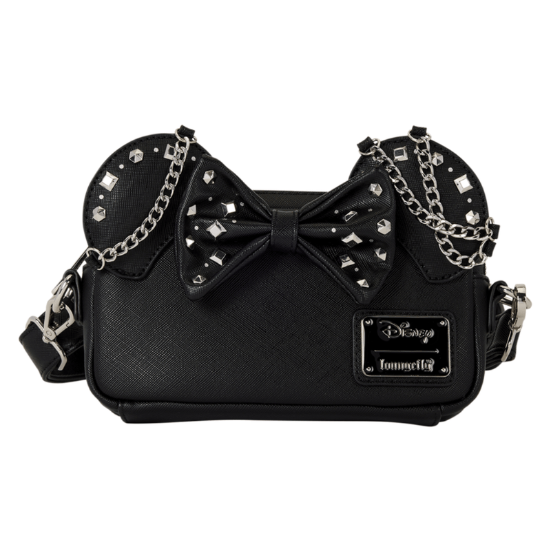 Loungefly Disney Minnie Mouse Studs & Chains Crossbody Bag front view