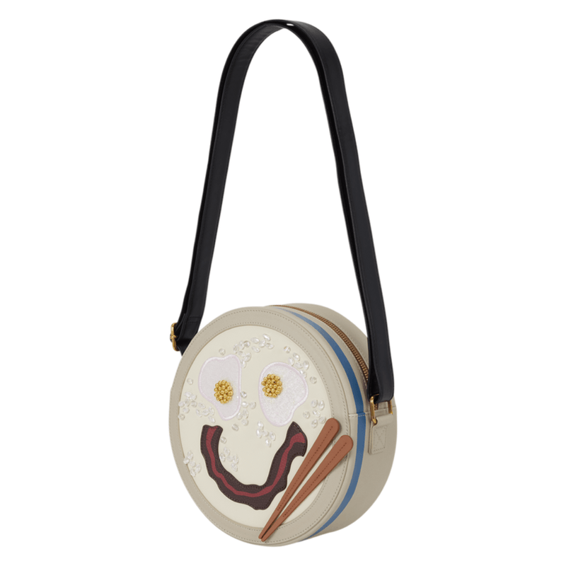 Loungefly Mulan Congee Smiley Face Crossbody Bag angled view