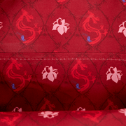 Mulan Mushu and Cri-Kee lining inside Loungefly mini backpack