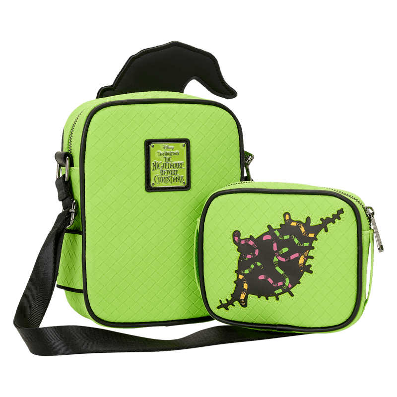 Close-up of Loungefly Disney Oogie Boogie Crossbuddy accessory detail with zipper pull
