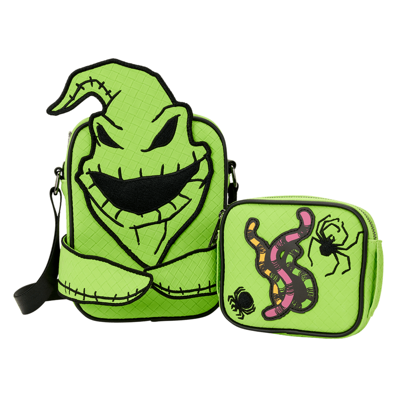 Loungefly Disney Oogie Boogie Crossbuddy with removable pocket featuring Lock, Shock, and Barrel design
