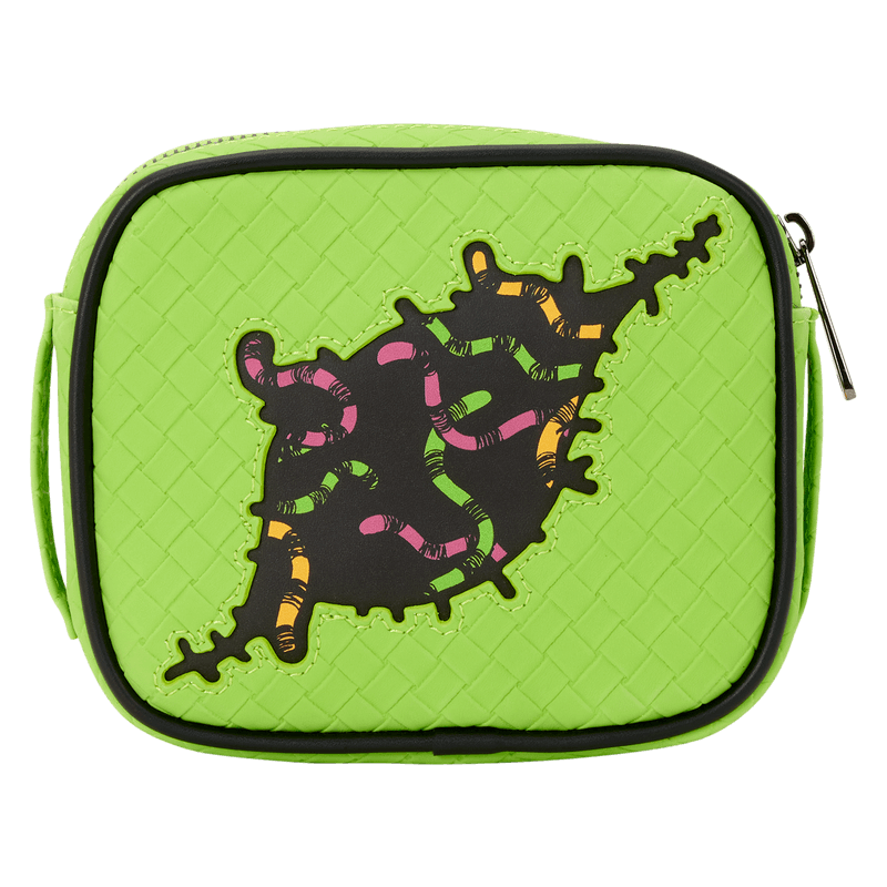 Zoomed-in view of Loungefly Disney Oogie Boogie Crossbuddy brand tag

