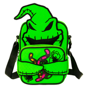 Zoomed-in view of Loungefly Disney Oogie Boogie Crossbuddy brand tag

