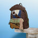Loungefly Disney Pirates of the Caribbean Jack Sparrow cosplay mini backpack displayed on a blue background