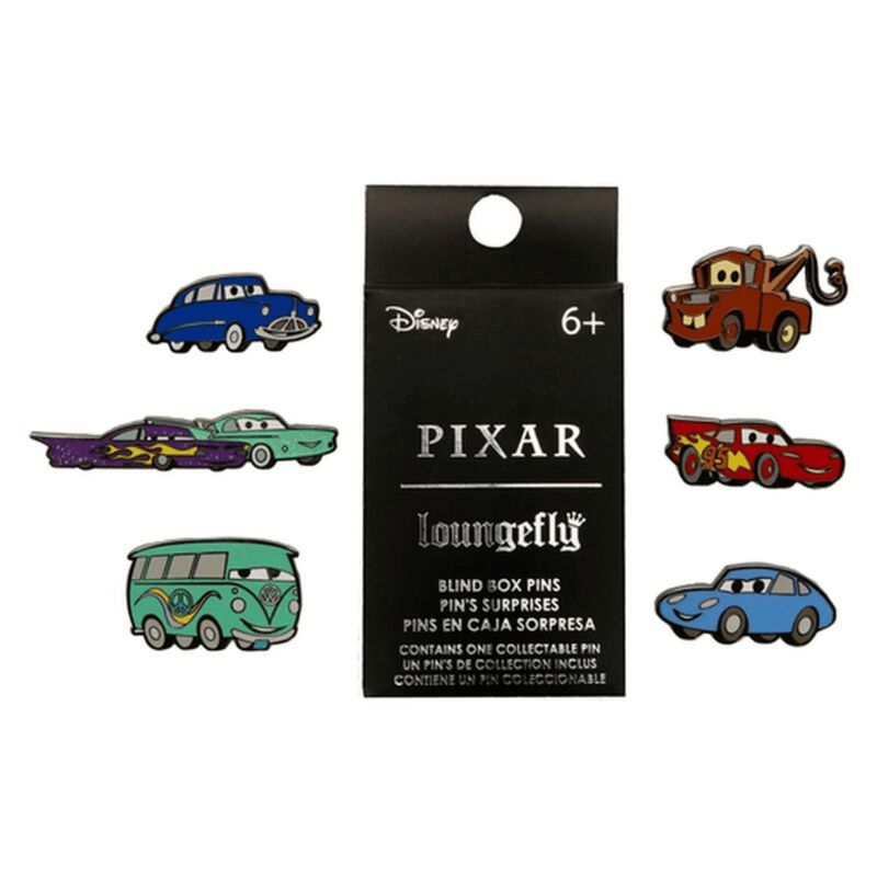 Loungefly Disney Pixar Cars Mystery Enamel Pin Blind Box with six collectable designs