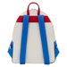 Back view of Loungefly Disney Pixar Toy Story backpack with blue shoulder straps and red handle