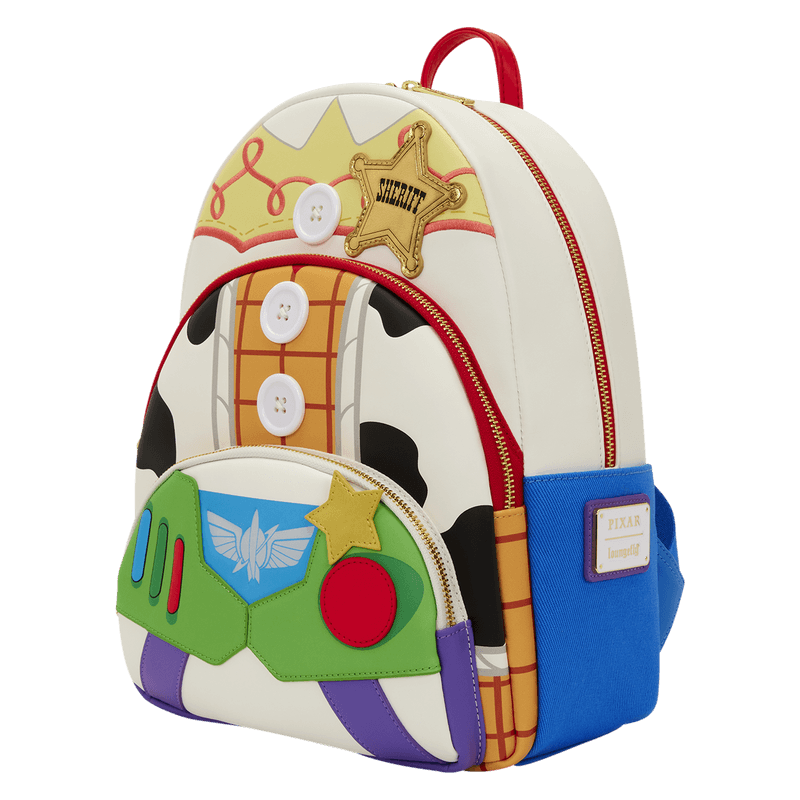 Loungefly Disney Pixar Toy Story backpack with Jessie and Buzz Lightyear-inspired front design
