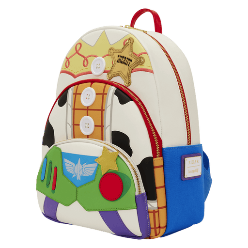 Loungefly Disney Pixar Toy Story backpack with Jessie and Buzz Lightyear-inspired front design