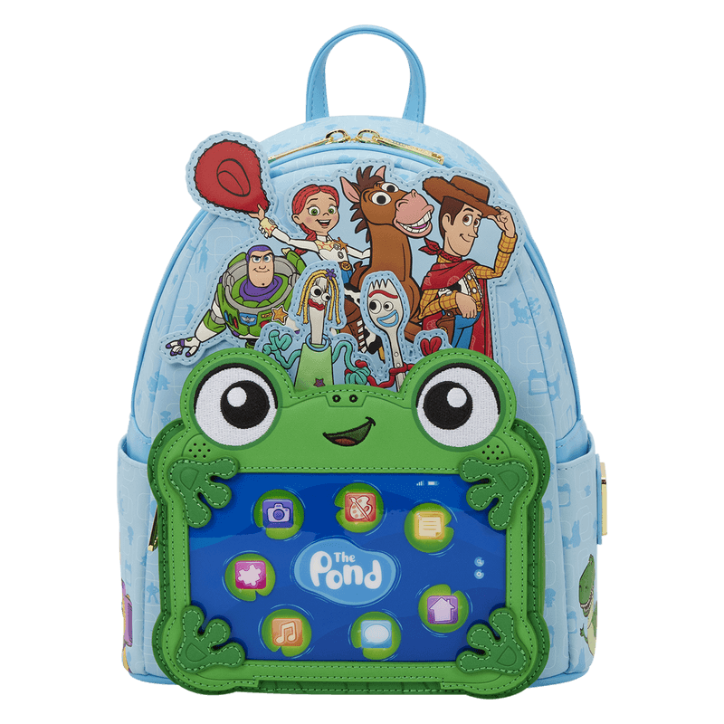Front view of Loungefly Disney Pixar Toy Story The Pond backpack