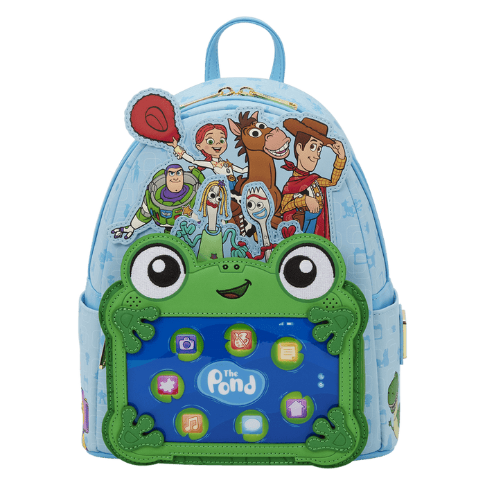 Front view of Loungefly Disney Pixar Toy Story The Pond backpack