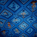 Interior lining of Loungefly Disney Pixar Toy Story The Pond backpack with blue character print