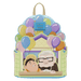 Front of Loungefly Disney Pixar Up Carl and Russell mini backpack with house and balloon design