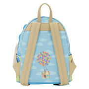 Back of Loungefly Disney Pixar Up mini backpack with floating house and balloon artwork