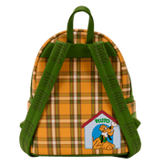 Back of Loungefly Pluto mini backpack with doghouse graphic and GOOD BOY straps