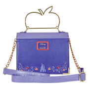 Back of Loungefly Snow White crossbody with castle print and chain strap