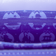 Interior lining featuring Snow White silhouettes, castle and apple motifs in purple