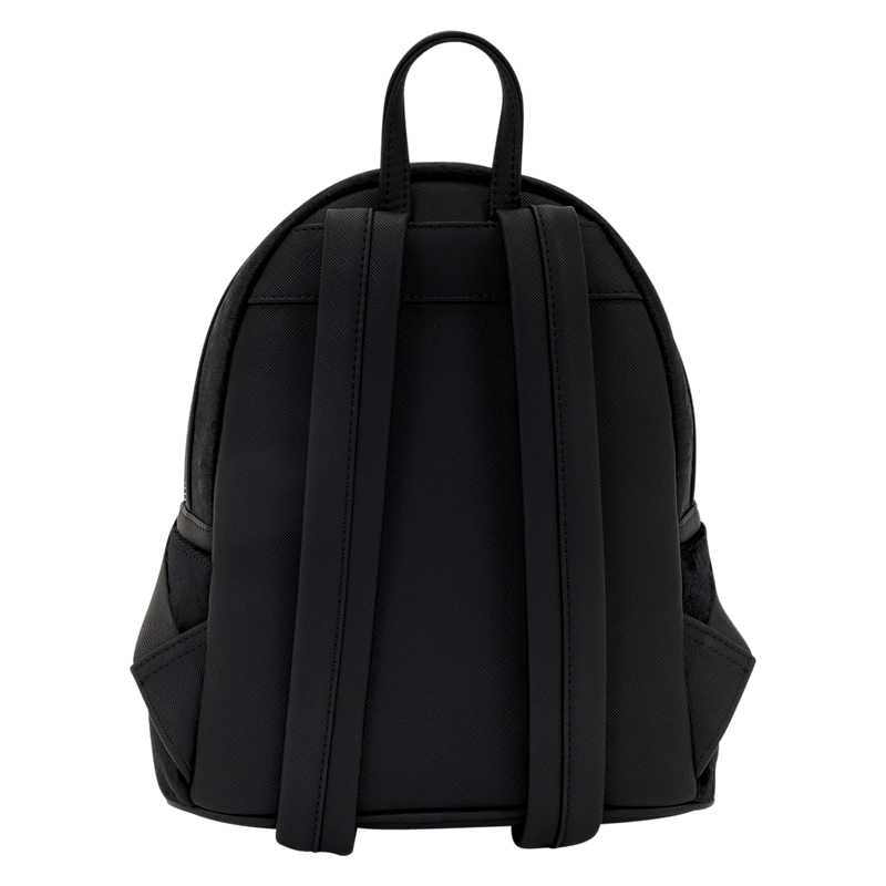 Back of Loungefly Disney Tinker Bell Pixie Dust Velvet Mini Backpack with black adjustable straps