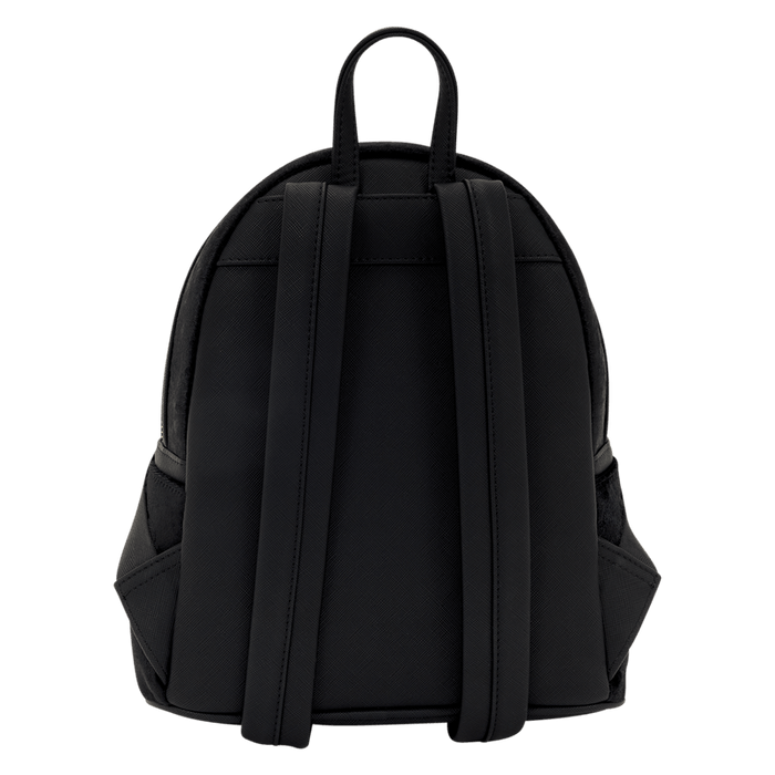 Back of Loungefly Disney Tinker Bell Pixie Dust Velvet Mini Backpack with black adjustable straps