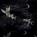 Interior lining of Loungefly Disney Tinker Bell Pixie Dust Velvet Mini Backpack with Tinker Bell moon and cloud print