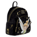 Side view of Loungefly Disney Tinker Bell Pixie Dust Velvet Mini Backpack with gold foil details