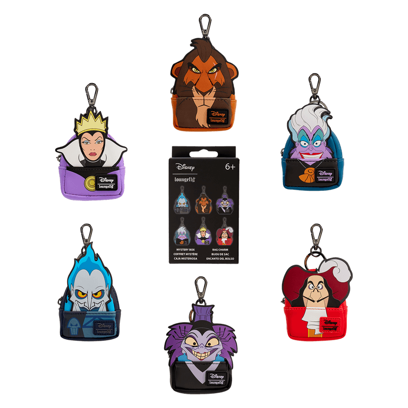 Group of Loungefly Disney Villains Mystery Mini Backpack Bag Charms
