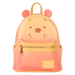 Front view of Loungefly Disney Winnie the Pooh glitter mini backpack with Pooh face and sequin ears