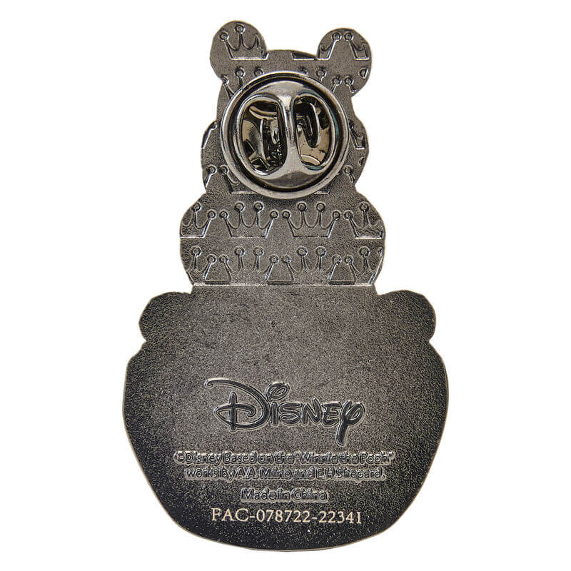 Back of Loungefly Disney Winnie the Pooh Heffa-Dream enamel pin showing gunmetal hardware
