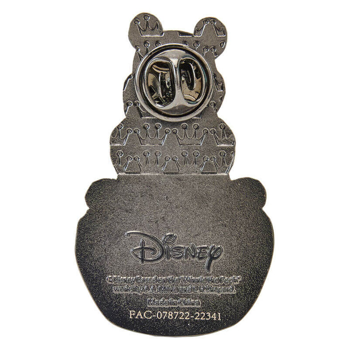 Back of Loungefly Disney Winnie the Pooh Heffa-Dream enamel pin showing gunmetal hardware
