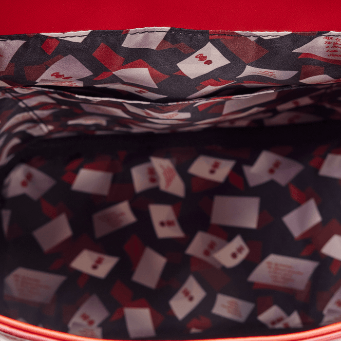 Loungefly Harry Potter Gryffindor backpack interior lining with letter print pattern