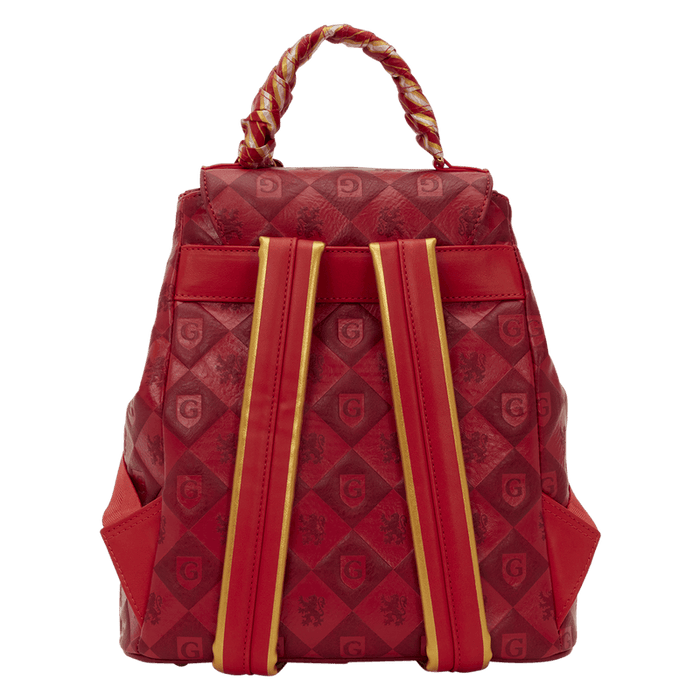 Loungefly Harry Potter Gryffindor mini backpack back view with adjustable straps