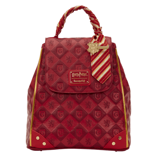 Loungefly Harry Potter Gryffindor mini backpack front view red quilted design