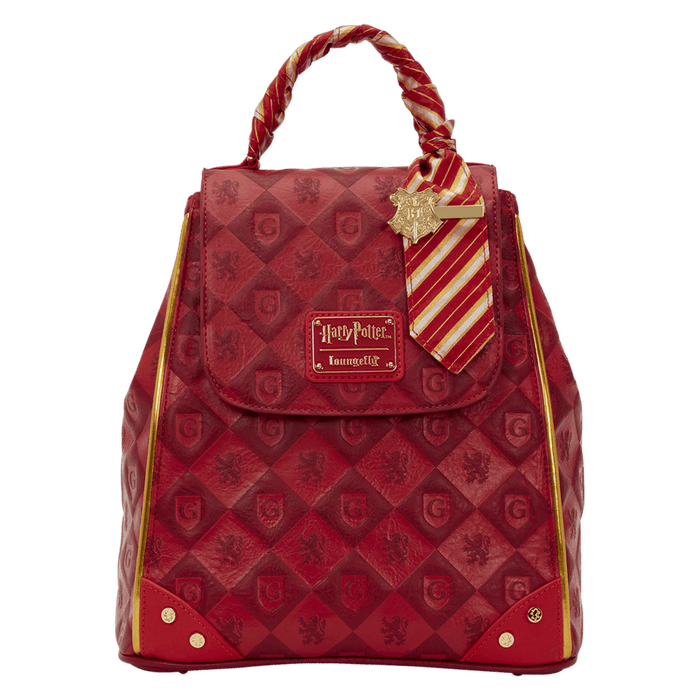 Loungefly Harry Potter Gryffindor mini backpack front view red quilted design
