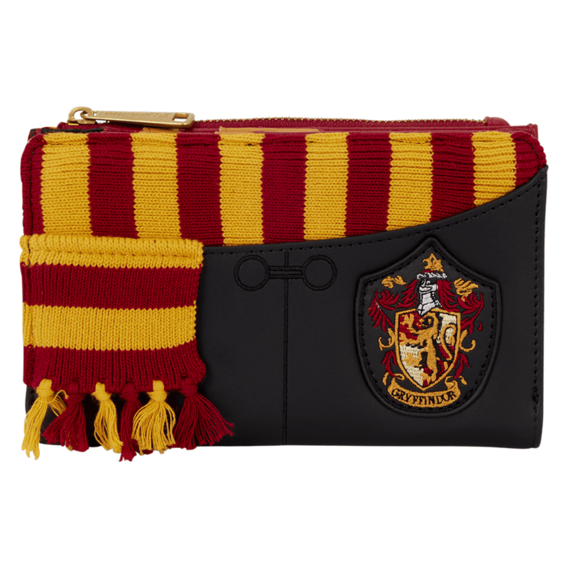 Loungefly Harry Potter Gryffindor Winter Robes Wallet with red and gold knitted scarf, tassels and embroidered Gryffindor crest