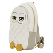 Loungefly Harry Potter Hedwig bag front owl face detail white faux leather
