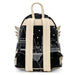 Rear view of the Loungefly Harry Potter Hedwig Howler Cosplay Mini Backpack showing cream shoulder straps and Hogwarts castle artwork