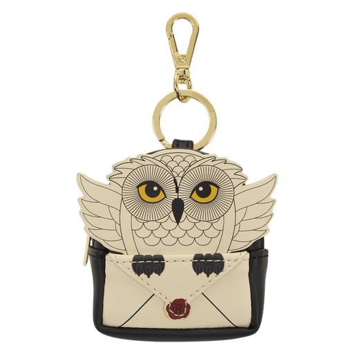 Loungefly Harry Potter Hedwig letter mini backpack bag charm keyring in cream and black