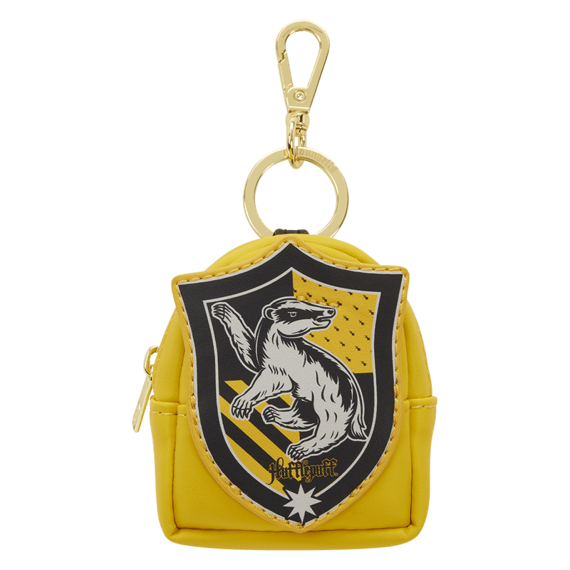 Loungefly Harry Potter Hufflepuff crest mini backpack bag charm keyring in yellow