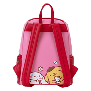 Back of Loungefly Hello Kitty colourblock mini backpack featuring Cinnamoroll and Pompompurin – Loungefly backpack

