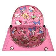 Interior lining of Loungefly Hello Kitty colourblock mini backpack with all-over Sanrio friends pattern – Loungefly bag detail
