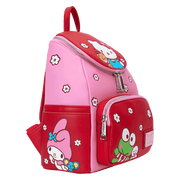 Side view with My Melody graphic on Loungefly Hello Kitty colourblock mini backpack – Loungefly bag detail
