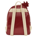 Back view of red Loungefly Home Alone mini backpack with cream straps.