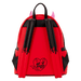 Back of Loungefly Hot Stuff mini backpack with black straps, flame trim and heart Hot Stuff logo.