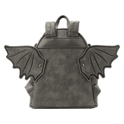 Back detail of Loungefly Toothless mini backpack with bat-style wings extended