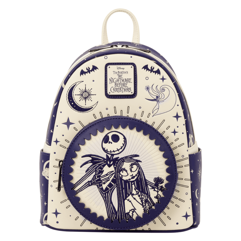 Loungefly Nightmare Before Christmas Jack Skellington and Sally Mini Backpack front view