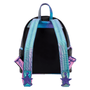 Back view of the Loungefly K-Pop Demon Hunters Huntrix mini backpack with iridescent shoulder straps