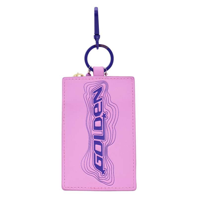 Back view of the pink card holder charm from the Loungefly K-Pop Demon Hunters Huntrix mini backpack