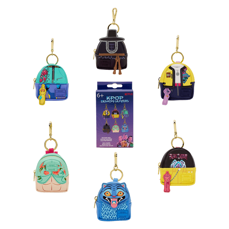 Assorted Loungefly K-Pop Demon Hunters mystery mini backpack keychain charms with retail box