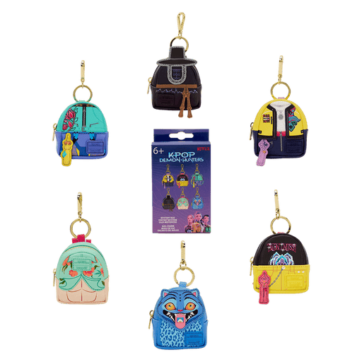 Assorted Loungefly K-Pop Demon Hunters mystery mini backpack keychain charms with retail box