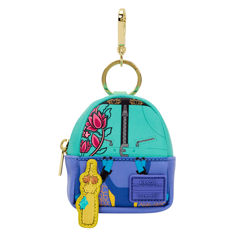 Turquoise jacket design Loungefly K-Pop Demon Hunters mystery mini backpack keychain charm
