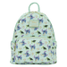 Front view of the Loungefly Disney Lilo & Stitch Animal Friends All-Over Print Mini Backpack with all-over Stitch, turtle and duckling print